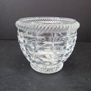 Basketweave and Cable Clear Lead Crystal Votive Tealight Holder 3 1/4 Inch